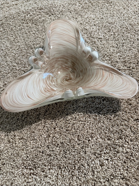 Other - Art Glass Swirl Bowl/Ashtray- Cream & Light Brown Gold